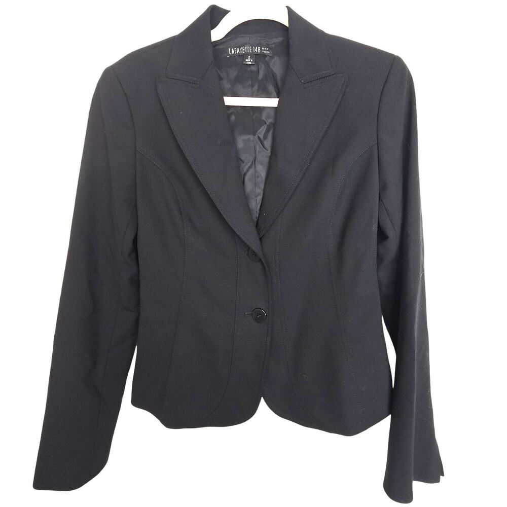 Lafayette 148 Womens Wool Blazer Sz 2 Classic Designer Formal Career Corp Work